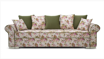 Прямой диван Ameli (Arcadia rose+shaggy green+glance bone) в Глазове