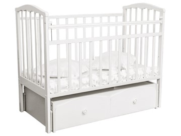 Кроватка в детскую Золушка 7, 60х120, массив березы, цвет белый в Глазове