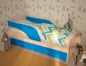Кровать детская Максимка, корпус Млечный дуб, фасад Синий в Ижевске