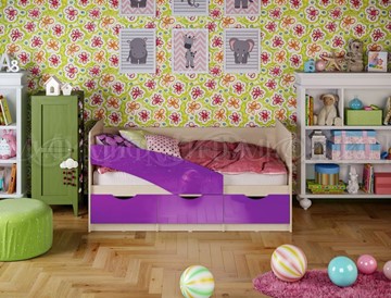 Кроватка Бабочки 800*1600, Фиолетовый глянец в Ижевске