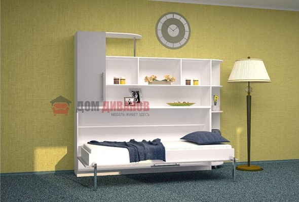 Детская кровать-шкаф Горизонтальная в серых тонах, Белый шагрень/Алюминий (900х2000) в Глазове - изображение