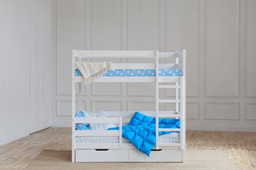 Детская 2-х ярусная кровать без крыши с ящиками, цвет белый в Глазове