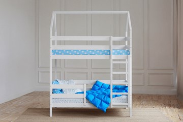 Детская двухъярусная кровать Домик, цвет белый в Сарапуле