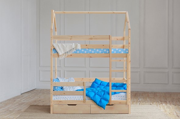 Детская двухъярусная кровать Домик с ящиками, без покраски в Глазове - изображение