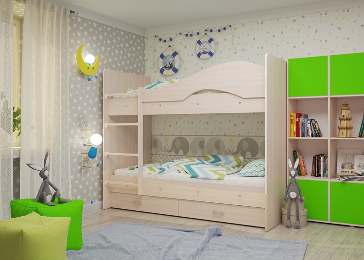 Детская 2-этажная кровать Мая на щитах, цвет Млечный дуб в Глазове - изображение 2