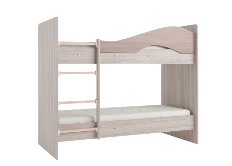 Кровать двухъярусная Мая на щитах со шкафом и ящиками, корпус Шимо светлый, фасад Шимо темный в Ижевске - изображение 3