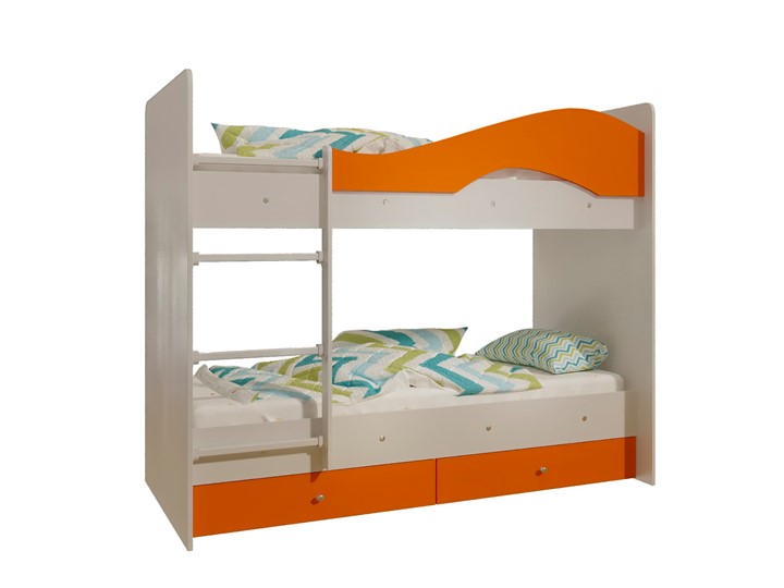 Двухэтажная детская кровать Мая с 2 ящиками на щитах, корпус Млечный дуб, фасад Оранжевый в Глазове - изображение 4