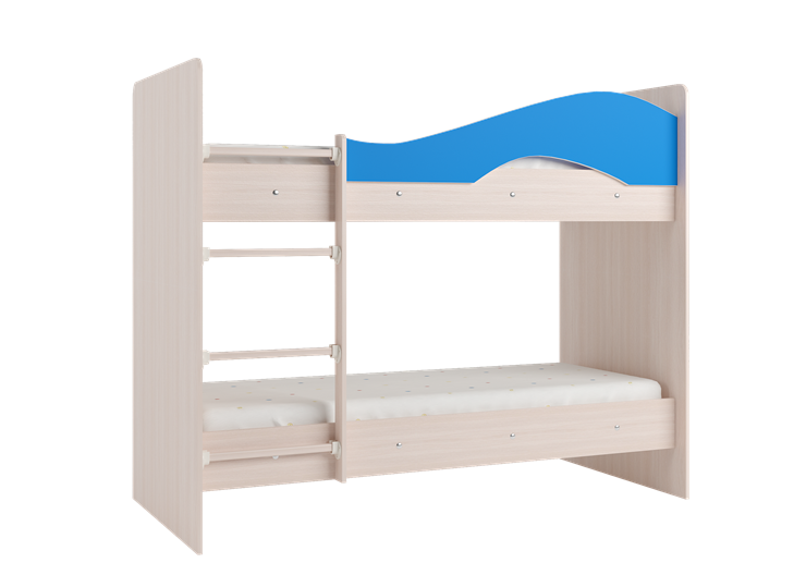 Кровать 2-ярусная Мая с 2 ящиками на щитах, корпус Млечный дуб, фасад Синий в Глазове - изображение 2