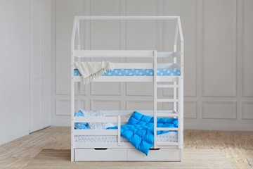 Двухэтажная детская кровать Домик с ящиками, цвет белый в Глазове