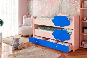 Двухэтажная детская кровать Соник 1.6 с ящиком, Синий в Глазове