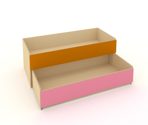 Детская кровать 2-х уровневая КД-2, Беж + Оранжевый + Розовый в Глазове - изображение
