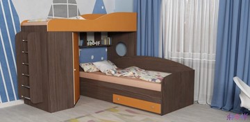 Детская кровать-шкаф Кадет-2 с металлической лестницей, корпус Бодего, фасад Оранжевый в Глазове