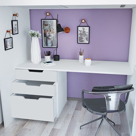 Кровать-чердак с письменным столом и шкафом POLINI Kids Simple Белый в Глазове - изображение 5