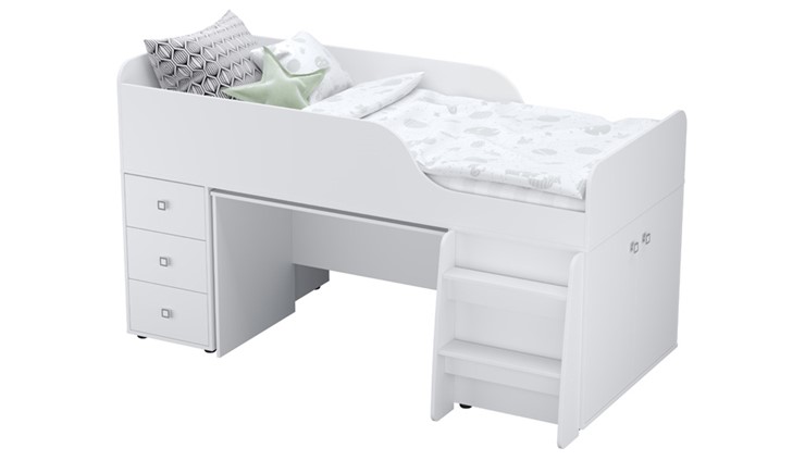 Кровать-чердак с рабочей зоной POLINI Kids Simple 4500 Белый в Глазове - изображение 6