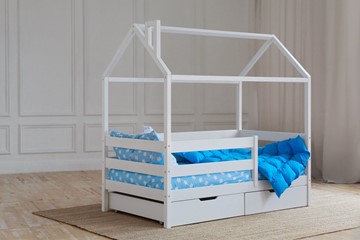 Кровать односпальная детская Домик с ящиками, цвет белый в Глазове