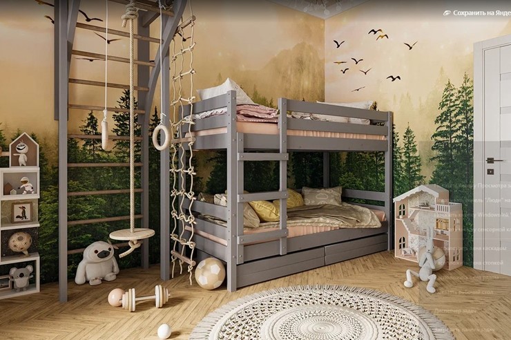 Детская кровать Джуниор двухъярусная с ящиками (Антрацит) в Сарапуле - изображение 1