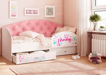 Кровать детская Эльза с бортиком, Розовый (латы) в Глазове