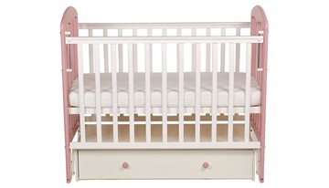 Детская кроватка Polini kids Simple 328, белый-розовый в Сарапуле