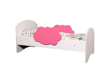 Детская кровать с бортиками Тучка, корпус Белый, фасад Розовый в Сарапуле