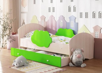 Кровать детская Тучка с ящиком, корпус Дуб млечный, фасад Лайм в Сарапуле