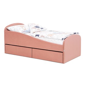 Детская кровать с ящиками Letmo 190х80 пудровый (велюр) в Глазове