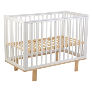 Кровать для новорожденных серия 3400 POLINI Kids Simple 340 Белый / Натуральный в Сарапуле