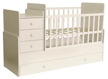 Кровать для новорожденных с комодом POLINI Kids Simple 1100 Слоновая кость в Глазове