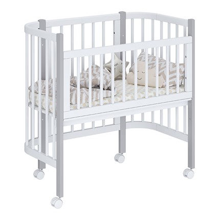 Кроватка детская приставная POLINI Kids Simple 120 Белый / Серый в Ижевске - изображение
