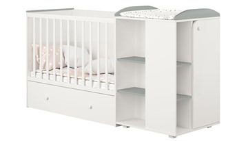 Многофункциональная кровать с комодом POLINI Kids Ameli 800 Белый / Серый, серия AMELI в Сарапуле - предосмотр 1