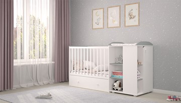 Многофункциональная кровать с комодом POLINI Kids Ameli 800 Белый / Серый, серия AMELI в Сарапуле - предосмотр 2