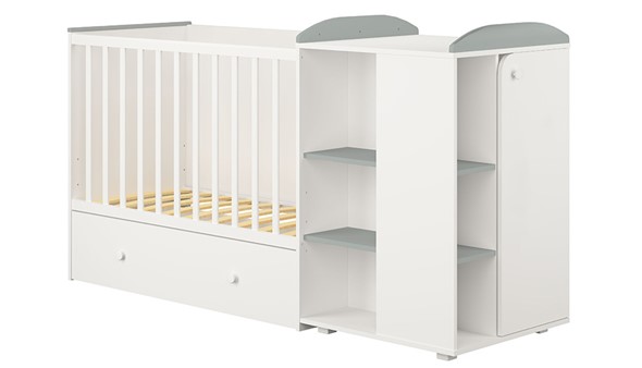 Многофункциональная кровать с комодом POLINI Kids Ameli 800 Белый / Серый, серия AMELI в Глазове - изображение