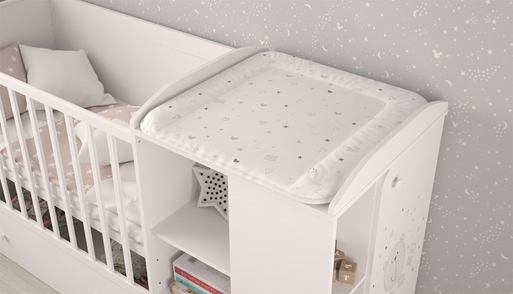 Многофункциональная кровать с комодом POLINI Kids French 800 TEDDY Белый в Глазове - изображение 5