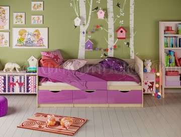 Детская кровать Дельфин, Фиолетовый глянец 80х200 в Ижевске