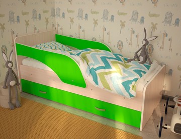 Кровать детская Максимка, корпус Млечный дуб, фасад Салатовый в Ижевске