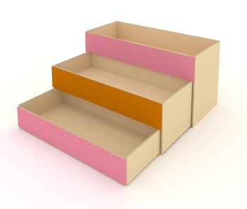 Кровать в детскую 3-х уровневая КД-3, Беж + Розовый + Оранжевый в Сарапуле