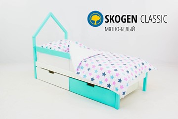 Кровать-домик в детскую мини Skogen белый-мятный в Глазове