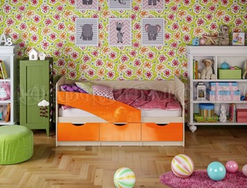 Кровать в детскую Бабочки 800*1600, Оранжевый глянец в Ижевске