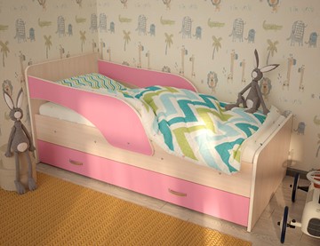 Детская кровать Максимка, корпус Млечный дуб, фасад Розовый в Сарапуле
