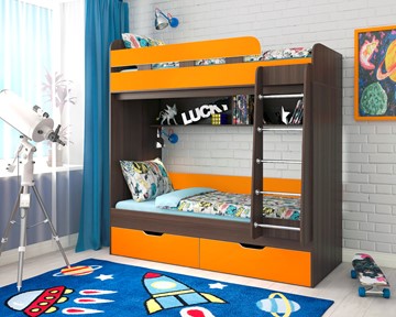 Детская 2-ярусная кровать Юниор-5, каркас Бодего, фасад Оранжевый в Ижевске
