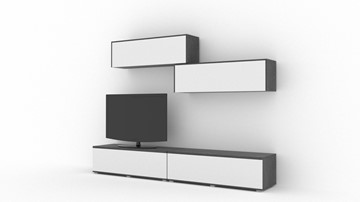 Гостиный гарнитур Куб (Cube), цвет Белый софт, Черный ясень в Сарапуле - предосмотр 1
