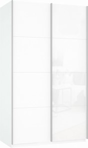 Шкаф 2-дверный Прайм (ДСП/Белое стекло) 1600x570x2300, белый снег в Глазове