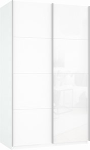 Шкаф Прайм (ДСП/Белое стекло) 1200x570x2300, белый снег в Глазове