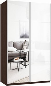 Шкаф Прайм (Зеркало/Белое стекло) 1600x570x2300, венге в Глазове