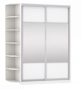 Шкаф 2-створчатый Экспресс (Комби), со стеллажом 1500x600x2400, белый снег в Глазове