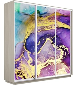 Шкаф 3-створчатый Экспресс 1800х600х2200, Абстракция фиолетово-золотая/шимо светлый в Глазове