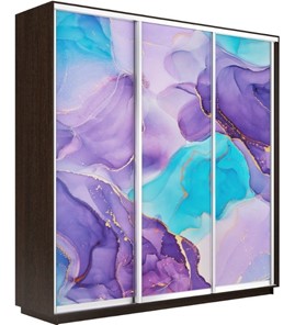Шкаф 3-х дверный Экспресс 2400х450х2400, Абстракция фиолетовая/венге в Глазове
