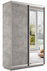 Шкаф 2-дверный Экспресс (ДСП/Зеркало) 1400х450х2200, бетон в Глазове