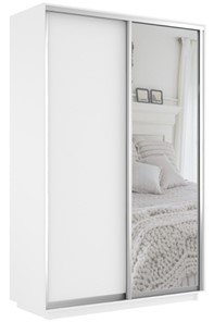 Шкаф 2-дверный Экспресс (ДСП/Зеркало) 1600х600х2400, белый снег в Глазове