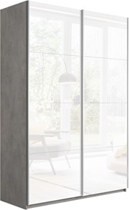 Шкаф 2-створчатый Прайм (Белое стекло/Белое стекло) 1200x570x2300, бетон в Глазове
