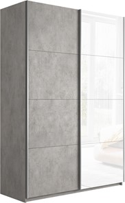 Шкаф 2-х створчатый Прайм (ДСП/Белое стекло) 1400x570x2300, бетон в Глазове